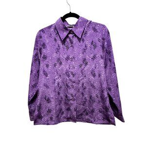 🌸3/$15🌸Purple Pattern Long Sleeve Women's Buton Down Blouse sz S